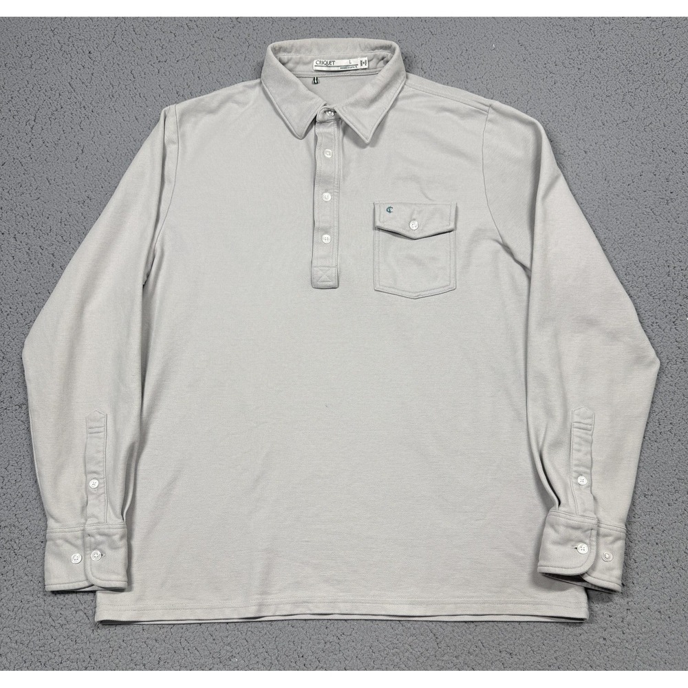 Criquet Light Gray Long Sleeve Polo Shirt